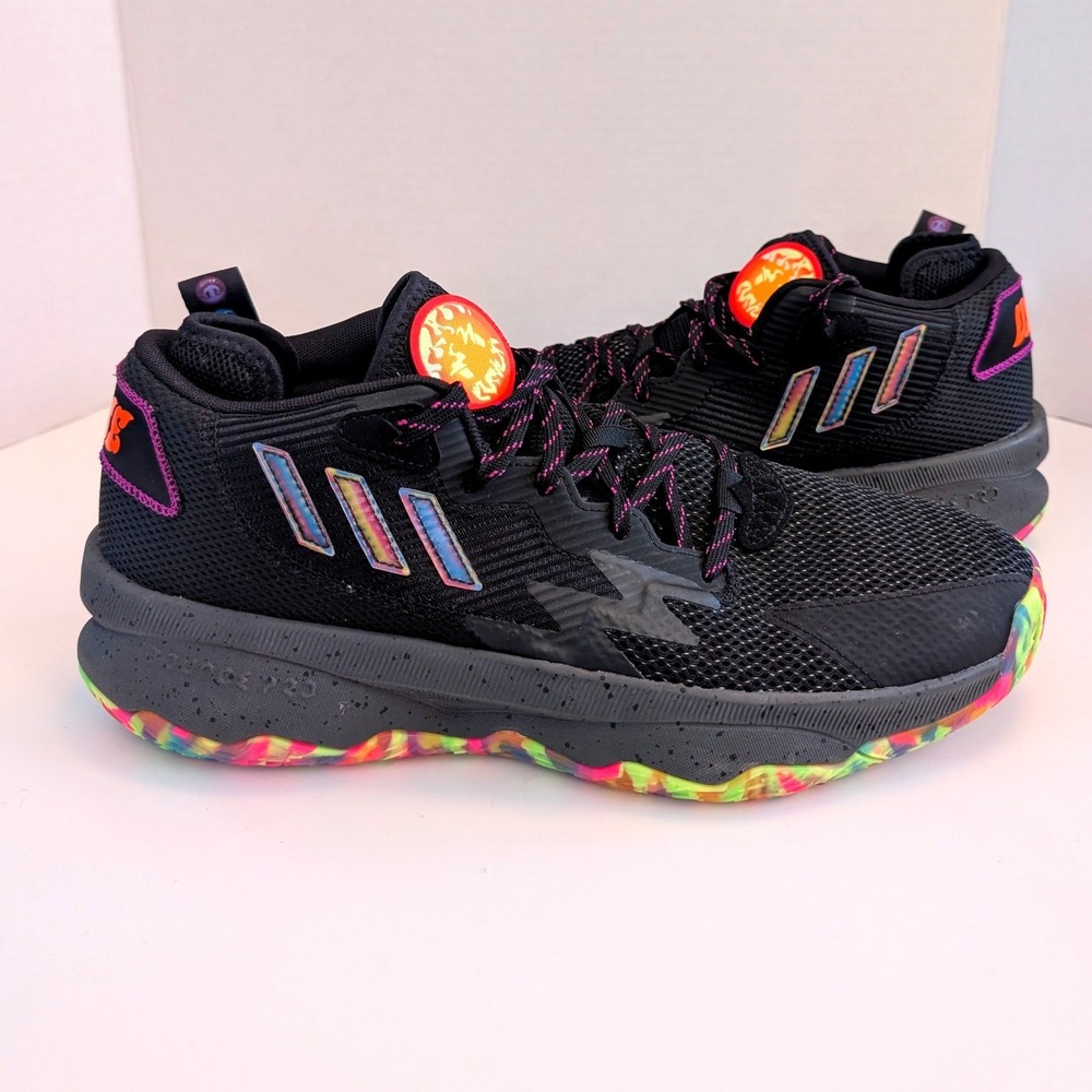 Adidas Dame 8 Battle of the Bubble Mens 11 Basketball Sneaker Black Neon Lillard